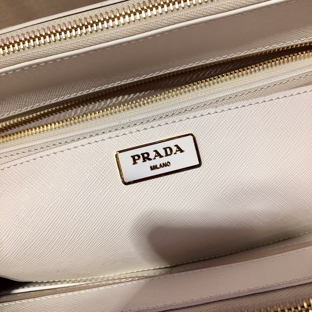 Prada Large Galleria Saffiano Leather Bag Tote Shoulder Bag White 1BA274